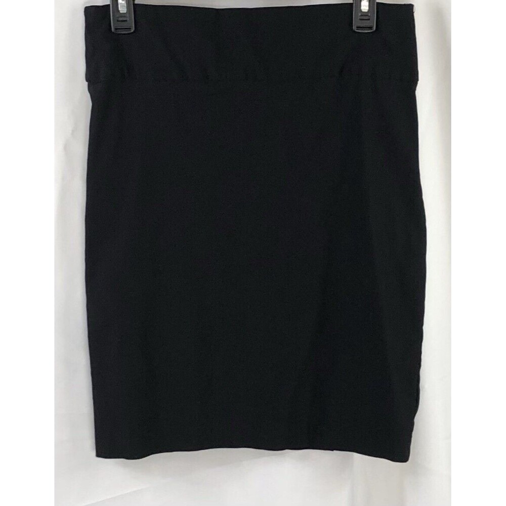 Body Central Straight Skirt L Blk Knee Length Ruched Slit 30”W Career Work